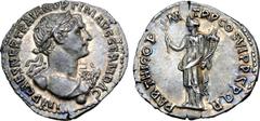 Roman Imperial Trajan AR Denarius. Rome, autumn AD 116 - August AD 117. IMP CAES NER TRAIAN OPTIM AVG GERM DAC, laureate 'heroic' bust right, wearing aegis, with bare chest showing; globe below / PART