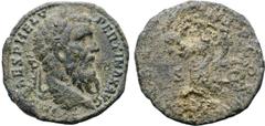 Roman Imperial Pertinax Æ Sestertius. Rome, AD 193. IMP CAES P HELV PERTINAX AVG, laureate head right / [LI]B [AVG TR] P COS, Liberalitas standing left, holding abacus and cornucopiae; S-C across fiel