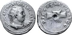 Roman Imperial Balbinus AR Antoninianus. Rome, AD 238. IMP CAES D CAEL BALBINVS AVG, radiate, draped and cuirassed bust right / PIETAS MVTVA AVGG, clasped hands. RIC 12; BMCRE 74-76; RSC 17. 3.74g, 22