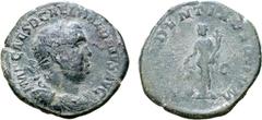 Roman Imperial Balbinus Æ Sestertius. Rome, AD 238. IMP CAES D CAEL BALBINVS AVG, laureate, draped and cuirassed bust right / PROVIDENTIA DEORVM, Providentia standing left, holding wand over globe and
