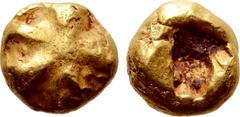 Greek Ionia, uncertain mint EL Myshemihekte or 1/24 Stater. Circa 600-550 BC. Lydo-Milesian standard. Floral pattern (palmette?) / Incuse square. Unpublished, cf. Heritage 3073, lot 32080 (1/8 stater)