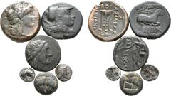 Large Lots Lot of 6 Greek AR and Æ Coins, Ex Roma E-Sale 12. 1. Ionia, Klazomenai Æ17. Bion..., magistrate, circa 400-350 BC. Head of Athena right / ΚΛΑΣΟΜΕΝΙΩΝ, ram recumbent right, ΒΙΩΝ below. SNG C