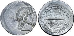Greek Seleukid Empire, Alexander I Balas AR Tetradrachm. Seleucia Pieria, dated SE 166 = 147/6 BC. Laureate head of Zeus to right, with full beard and with his hair arranged in long curls of archaisin