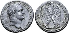 Roman Provincial Vespasian AR Tetradrachm of Antioch, Seleucis and Pieria. Dated 'New Holy Year' 2 = AD 69/70. AYTOKPA OYECΠACIANOC KAICAP CEBACTOC, laureate head right / ETOYC NEOY IEPOY B, eagle sta
