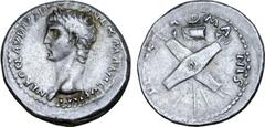 Roman Imperial Nero Claudius Drusus (father of Claudius) AR Denarius. Rome, AD 41-45. NERO CLAVDIVS D[RVS]VS GERMANICVS IMP, laureate bust of Nero Claudius Drusus left, with the features of Augustus /