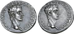 Roman Imperial Caligula AR Denarius. Commemorative issue for Germanicus. Lugdunum, AD 37. C CAESAR AVG GERM P M TR POT, bare head of Gaius 'Caligula' right / GERMANICVS CAES P C CAES AVG GERM, bare he
