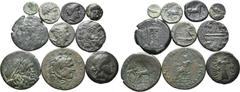 Large Lots Lot of 10 Greek Æ Coins, Ex Paul Munro-Walker Collection, Roma E-Sale 35. 1) Sicily, Syracuse Æ27. Roman rule, after 212 BC. Laureate head of Zeus right / Simulacrum driving slow quadriga t