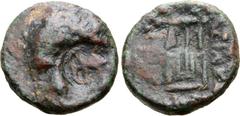 The William Stancomb Collection Thrace, Kabyle Æ12. After 250 BC. Overstruck on a Seleukid era bronze half-unit of Antiochos II struck in Sardes, circa 261-246 BC. Laureate head of Apollo right; c/m w