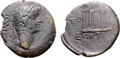 The William Stancomb Collection Moesia, Tomis Æ21. Nero, AD 54-68. [NEPΩN] KAI, laureate head right / Facing tetrastyle temple; TO-[MI] across fields, EΠICTPA in exergue. SNG Stancomb 894 (this coin);