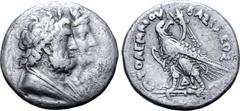 GREEK Ptolemaic Kingdom of Egypt, Ptolemy IV Philopator AR Tetradrachm. Alexandria, circa 217-215/0 BC. Jugate draped busts right of Serapis and Isis / BAΣIΛEΩΣ ΠTOΛEMAIOY, eagle standing left on thun