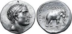 Greek Seleukid Empire, Antiochos III 'the Great' AR Tetradrachm. Uncertain mint 56, probably in western Asia Minor, perhaps Sardes, circa 203 BC. Diademed head of Antiochos III to right / Indian eleph