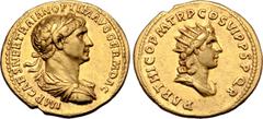 Roman Imperial Trajan AV Aureus. Rome, AD 116-117. IMP CAES NER TRAIAN OPTIM AVG GERM DAC, laureate, draped and cuirassed bust right, seen from behind / PARTHICO P M TR P P COS VI P P S P Q R, radiate