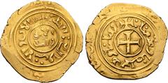 Medieval and World Crusaders. Kingdom of Jerusalem AV Dinar or Bezant. Acre, date off flan, mid to late 13th century. Abbreviated Arabic legends: in central field in two lines (One God); inner margin:
