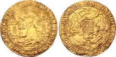 Medieval and World Great Britain, Mary (1553-1554) AV Sovereign. Tower (London) mint, 1553. MARIA : (pomegranate) : D' : G' : ANG' • FRA Z : HIB' : REGINA : M : D : LIII, queen enthroned facing, holdi