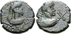 The William Stancomb Collection Kings of the Bosporus, Rheskouporis VI Æ Stater of 20 Units. 620 BE = AD 323/324.BACIΛEOC PHCKOYΠOPIC, diademed bust of Rheskouporis right, wreath to right / Laureate b