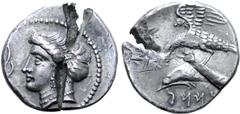 The William Stancomb Collection Paphlagonia, Sinope AR Drachm. Persian satrap Abdssn, circa 360-330 BC. Head of nymph Sinope left, wearing triple-pendant earring, necklace and sakkos; aphlaston before