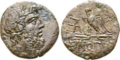 The William Stancomb Collection Paphlagonia, Sinope Æ21. Circa 95-90 or 80-70 BC. Laureate head of Zeus right / ΣΙΝΩΠΗΣ below below eagle with open wings and head reverted, standing half left on thund