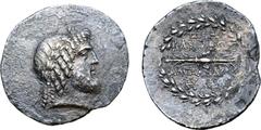 Greek Seleukid Empire, Alexander I Balas AR Tetradrachm. Seleukia Pieria, dated SE 166 = 147/6 BC. Laureate head of Zeus right, with hair arranged in long curls of archaising form / ΒΑΣΙΛΕΩΣ ΑΛΕΞΑΝΔΡΟ