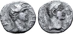The William Stancomb Collection Kings of Pontos, Polemo II, with Nero, AR Drachm. Year 20 = AD 57/8. BACIΛEѠC ΠOΛEMѠNOC, diademed head of Polemo right / ETOYΣ K(retrograde) before laureate head of Ner