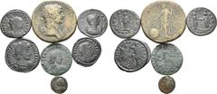 Large Lots Lot of 7 Roman coins: 1. Trajan. Rome, 114-117 AD. Æ Sestertius 24.61 g. IMP CAES NER TRAIANO OPTIMO AVG GER DAC PARTHICO P M TR P COS VI P P, laureate, draped bust of Trajan right / PROVID