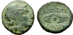 The William Stancomb Collection Galatian Kings of Thrace, Kavaros Æ17. Circa 260-252/250 BC. Laureate head of Apollo right / ΒΑΣΙΛΕΩΣ ΚΑΥΑΡΟΥ, Celtic thureos shield; c/m: corn ear. SNG Stancomb 303 (t