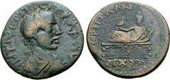 The William Stancomb Collection Paphlagonia, Sinope Æ28. Philip I, year 314 = AD 244/5. IMP IVL PHILIPPVS AVG, laureate, draped and cuirassed bust right / C R I F S ANN CCCXIV, Serapis reclining left 