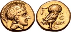 Paduans, Electrotypes and Copies Copy by Caprara: Attica Athens AV Stater. Smyrna, circa 1820. Head of Athena right wearing crested Attic helmet, the bowl decorated with three upright laurel leaves an