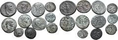 Large Lots Lot of 11 Judaean Æ Coins. Includes: 1) Domitian Æ24 of Caesarea Maritima, Judaea. 81-96 CE. DOMITIANVS CAES AVG GERMANICVS IMP, laureate head left / Athena-Minerva standing left, supportin