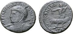 ROMAN IMPERIAL Constantine I BI Mule Nummus. Treveri, AD 310-313(?). IMP CONSTANTINVS AVG, cuirassed bust to left, wearing high-crested helmet, holding spear across right shoulder and shield on left a