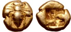 Greek Ionia, Ephesos (?) EL Myshemihekte - 1/24 Stater. Circa 6th-5th centuries BC. Bee or wasp / Quadripartite incuse. SNG Kayhan -; Weidauer -; Linzalone LN1102 var. (quadripartite rev.); cf. Karwei