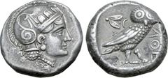 Greek Baktria, 'Athenian Series' AR Tetradrachm. Stasanor, satrap(?). Uncertain mint in the Oxus region, circa 321-245 BC. Attic standard. Head of Athena right, wearing earring, necklace, and crested 