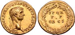 The G.T. Collection of the Twelve Caesars Claudius AV Aureus. Rome, AD 50-51. TI CLAVD CAESAR AVG P M TR P X P P IMP XVII, laureate head right / SPQR P•P OB C S in three lines within oak-wreath. RIC 5