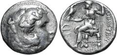 Greek Kingdom of Macedon, Demetrios I Poliorketes AR Tetradrachm. Tyre, circa 290-287 BC. In the types of Alexander III. Head of Herakles right, wearing lion skin / BAΣIΛEΩΣ ΔMHTPIOY, Zeus Aëtophoros 