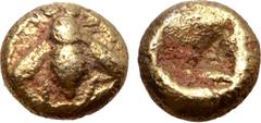 Greek Ionia, Ephesos EL 1/48 Stater. Circa 6th-5th centuries BC. Bee or wasp / Quadripartite incuse square. Gemini 14, lot 199 (uncertain mint); SNG Kayhan -; Weidauer -; cf. Linzalone LN1102 (1/24 st