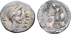 Selections from the Andrew McCabe Collection Julius Caesar AR Denarius. Rome, January-February 44 BC. M. Mettius, moneyer. IMPER upwards to left, CAESAR downwards to right; wreathed head of Caesar rig