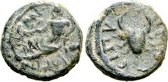 Greek Lydia, Magnesia ad Sipylum Æ 12mm. Pseudo-autonomous issue, mid 3rd century AD. MAΓNHTΩN, river-god Hermus reclining to left, holding cornucopiae and resting elbow upon overturned urn from which