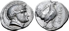 Greek Baktria, Sophytes AR Tetradrachm. Uncertain mint in the Oxus region, circa 246/5-235 BC. Attic standard. Head of Seleukos(?) to right, wearing laurel wreathed Attic helmet decorated with spiral 