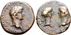 Roman Provincial Nero Æ 25mm of Cnossus, Crete. Circa AD 55-60. [NERO CLAV CAES] AVG IMP VOLVMNIO LVPINO II, bare head to right, slight drapery and sceptre across shoulder / [NERO CLAVD CAES AVG IMP E