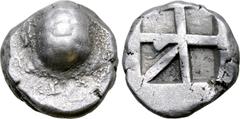 Greek Islands off Attica, Aegina AR Stater. Circa 456/45-431 BC. Land tortoise with segmented shell seen from above / Large square incuse with heavy skew pattern. Meadows, Aegina, Group IIIb; HGC 6, 4
