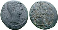 ROMAN IMPERATORIAL Octavian and Divus Julius Caesar Æ Sestertius or Dupondius. Southern (?) Italian mint, circa 38 BC. DIVI F, bare head of Octavian to right; star of eight rays before / DIVOS IVLIVS 