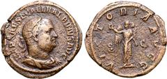 Roman Imperial Balbinus Æ Sestertius. Rome, AD 238. IMP CAES D CAEL BALBINVS AVG, laureate, draped and cuirassed bust to right / VICTORIA AVGG, Victory standing facing, head to left, holding wreath an
