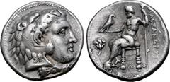 Greek Ptolemaic Kingdom of Egypt, Ptolemy I Soter, as satrap, AR Tetradrachm. In the name and types of Alexander III of Macedon. Memphis, circa 323 BC. Head of Herakles to right, wearing lion skin hea