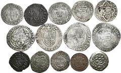 Medieval and World Lot of 14 Italian States, Milano (Republic, Signoria and Duchy) AR & BI Coins. 1) Italian States, Milano (Republic) AR Denaro terzolo scodellato. In the name of emperor Henry VI, c.