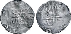 Medieval and World Poland, Imitative Aethelred II AR Penny. Crux type. Area of Pomerania, circa 1000-1020. OҺPE(?)..., disjointed male head to right / IO-E..., voided cross with crescent ends and X in
