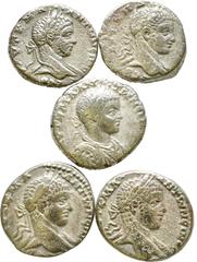 Large Lots Lot of 5 Roman Provincial BI Tetradrachms. Lot sold as seen - no returns.