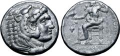 Greek Kingdom of Macedon, Alexander III 'the Great' AR Tetradrachm. Nagidos(?), circa 325-320 BC. Head of Herakles to right, wearing lion skin headdress / Zeus Aëtophoros seated to left, holding scept