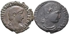 Large Lots Lot of 2 Late Roman BI Coins of Magnentius and Constantius Gallus, as Caesar. The coin of Magnentius is a barbarous imitation. Lot sold as seen - no returns. Ex Augustus Brown (Ken Elks), F