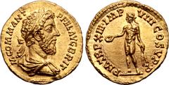Roman Imperial Commodus AV Aureus. Rome, AD 187-188. M COMM ANT P FEL AVG BRIT, laureate and draped bust to right / P M TR P XIII IMP VIII COS V P P, Genius, nude, standing to left, sacrificing out of