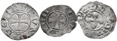 Medieval and World Lot of 3 Crusader BI Deniers. 1. Crusaders, Lusignan Kingdom of Cyprus. Henry I BI Denier.1218-1253. ✠ ҺЄNRICVS, cross pattée / ✠ RЄX CYPRI:, battlemented tower with gateway. Metcal