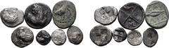 Large Lots Lot of 7 Thracian Chersonesos, 'Kardia' AR and Æ Coins. Includes: 1) Thracian Chersonesos, 'Kardia' Æ 13mm. Circa 357/346-309 BC. Lion leaping to left / Barley grain, KAP-ΔΙΑ around; all wi